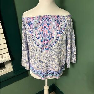 Lilly Pulitzer Off-Shoulder Blouse - Pink and Blue Floral